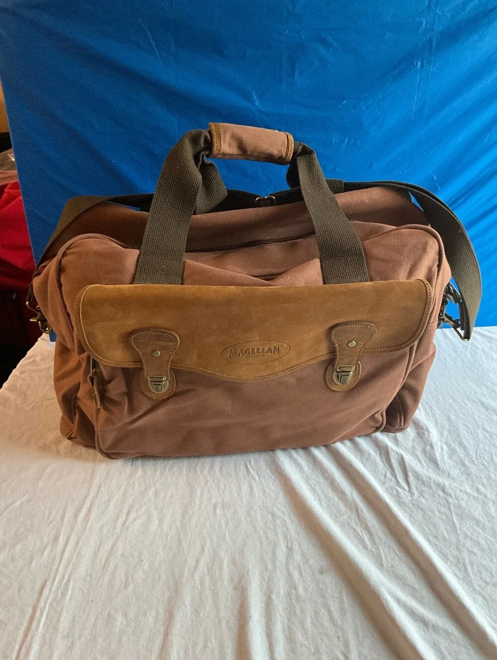 ​Magellan Sportswear Vintage Canvas & Suede Duffel Bag
